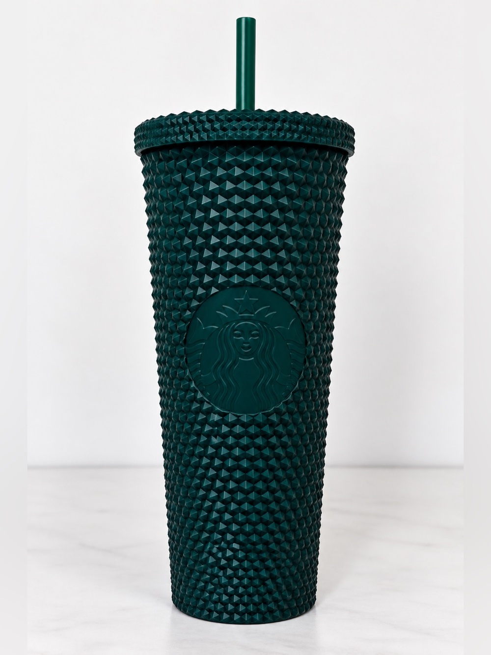 Starbucks Dark Green Studded 24 oz Venti Cold Cup Tumbler Straw New